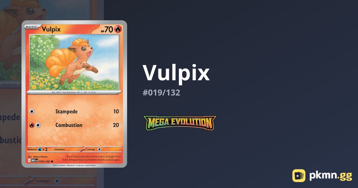 Vulpix #019/132 Mega Evolution | pkmn.gg