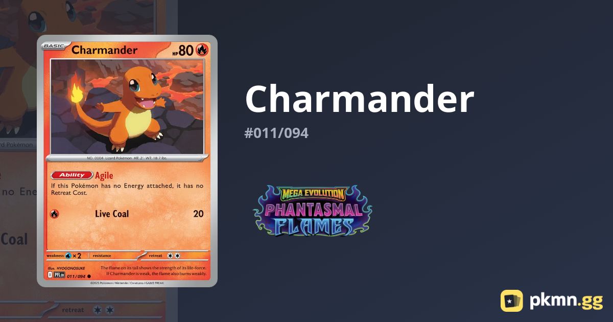 Charmander 011/094 Phantasmal Flames pkmn.gg