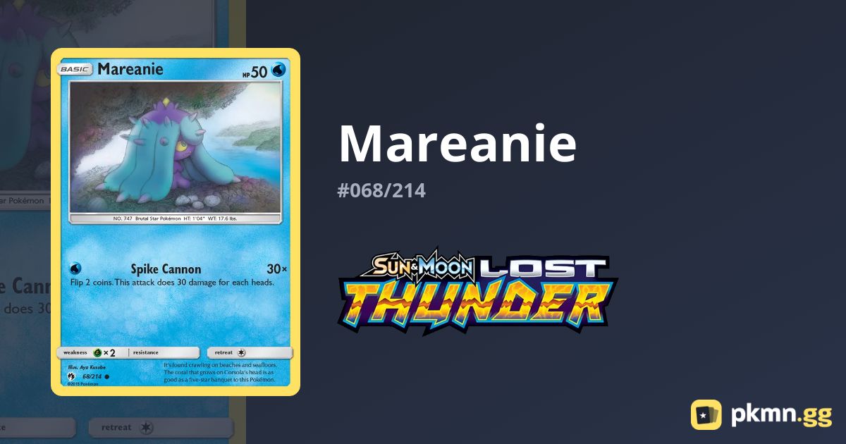 Pokémon TCG Mareanie Lost Thunder 68/214 Reverse Holo LP. | UK