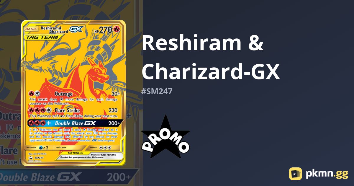 JUMBO Oversized Reshiram & Charizard GX Tag Team Gold Promo Pokémon Card - SM247 Near Mint Condition