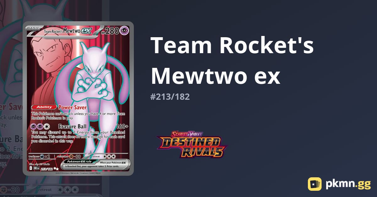 Team Rocket's Mewtwo ex #213/182 Destined Rivals | pkmn.gg