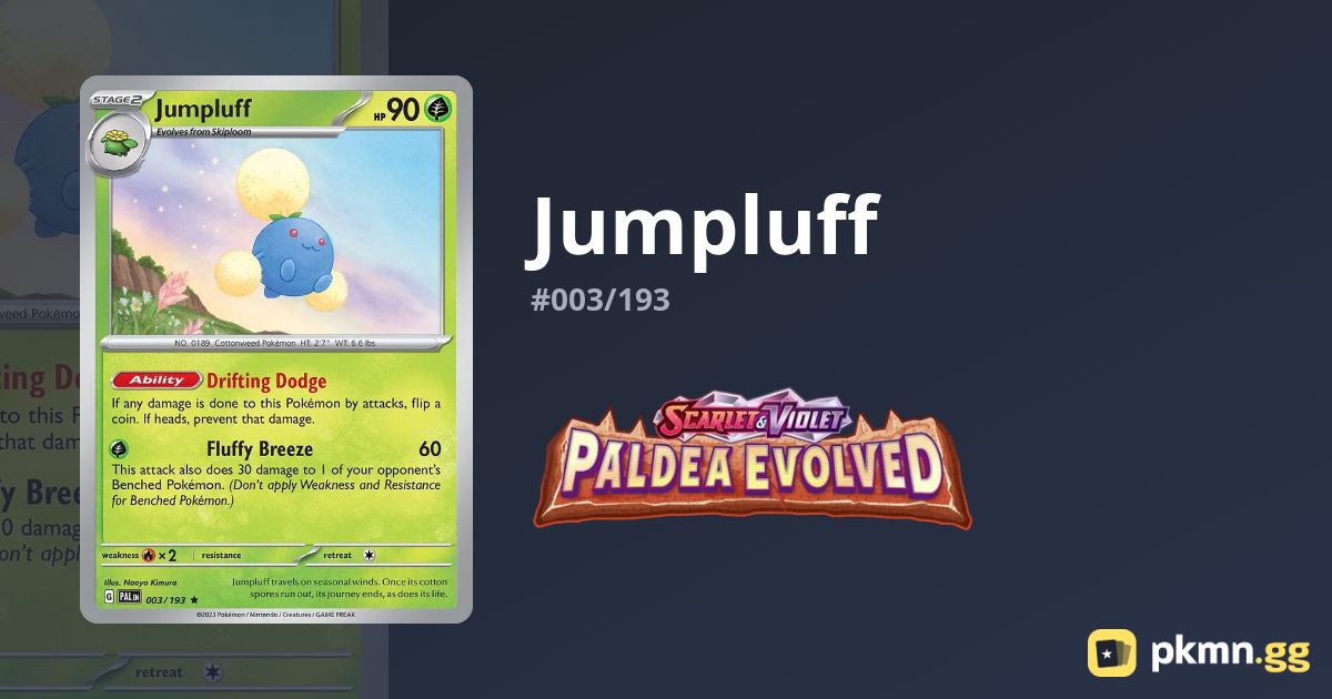 Lot De Cartes Pokemon Jumpluff Paldea Evolved - Evolution Set De 3 Cartes, Peut Inclure Des Holos