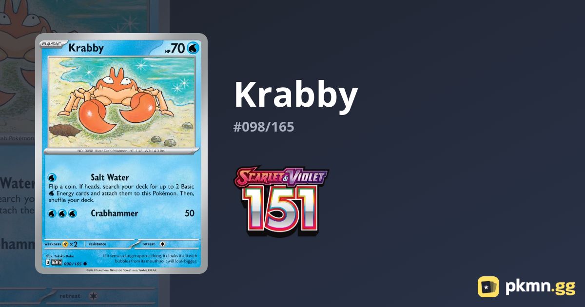 pokemon krabby card Amazon.com: EVORETRO Perfect Fit Card Sleeves - 400 Clear Penny Sleeves for Pokemon  Cards, MTG, Yu-Gi-Oh, Lorcana, One Piece, Dragon Ball