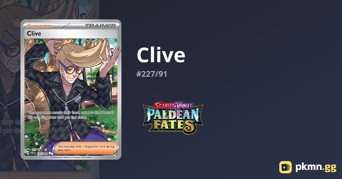 Clive #227/91 Paldean Fates | pkmn.gg