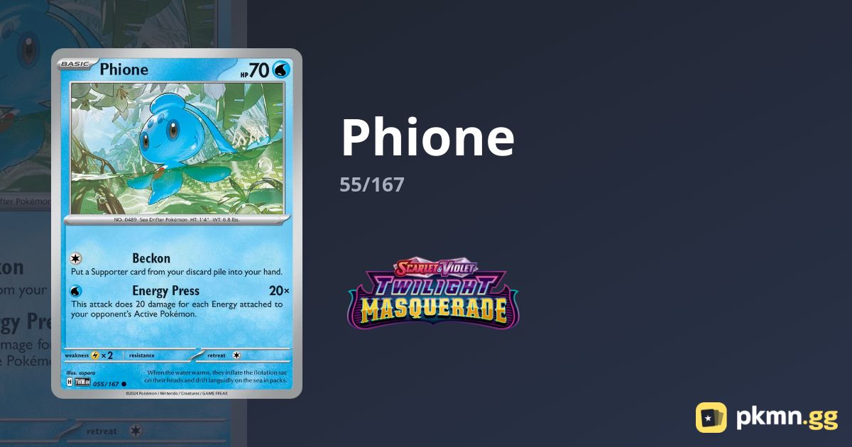Pokemon Carta Phione 175/167 - Twilight Masquerade - Illustrazione Rara Full Art - Alternativa - 5