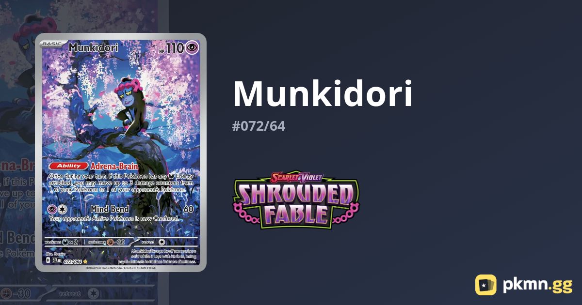 037 064 pokemon card Amazon.com: Pokemon – Munkidori ex 083/064