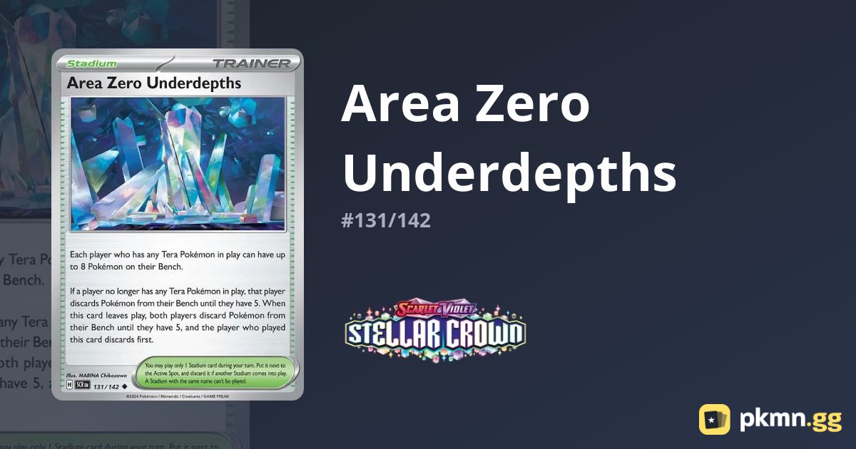 area zero pokemon card Amazon.com: Area Zero Underdepths 131/142 - Stellar Crown Trainer Card Set  x4