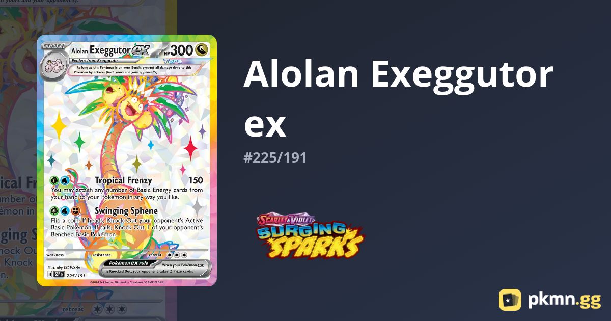 Alolan Exeggutor ex #225/191 Surging Sparks | pkmn.gg