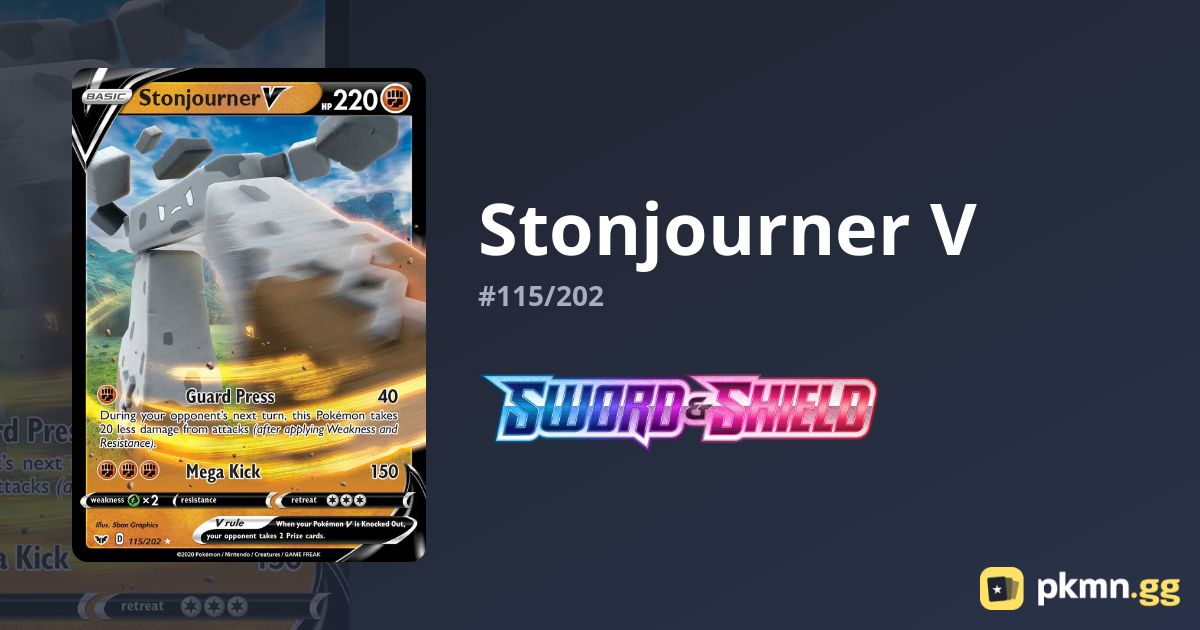 Pokémon Stonjourner V Sammelkarte – 115/202, Englisch, Aus Sword And Shield Serie