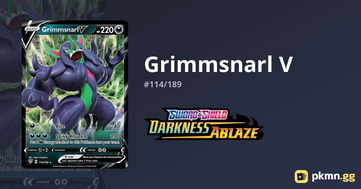 Pokémon Grimmsnarl V Ultra Rare Holofoil Card – Sword & Shield Darkness Ablaze #114/189, Collector’s Trading Card - View #4