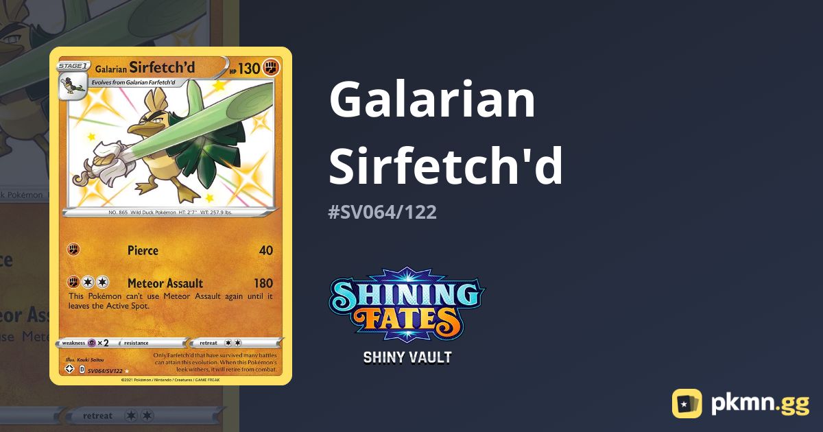 POKEMON TCG Galarian Sirfetch'd V Collection Box - New & Factory Sealed