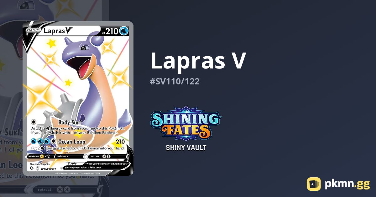 How Much Are Shiny Lapras V Full Art - Pokmon Shining Fates SV110/SV122 - Near Mint Condition How Much Are Shiny Lapras V Full Art - Pokmon Shining Fates SV110/SV122 - Near Mint Condition