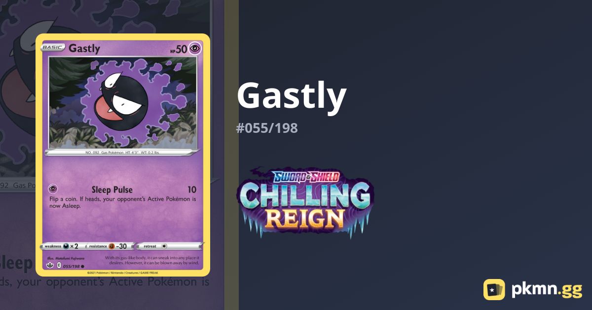 Karta Pokémon - Chilling Reign - 055/198 - Gastly Karta Pokémon - Chilling Reign - 055/198 - Gastly