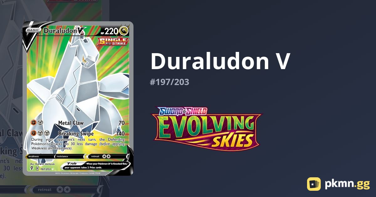 Pokemon Karte Duraludon V Ultra Rare Full Art – 197/203, Schwert & Schild Evolving Skies