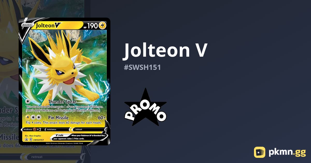 Jolteon V SWSH151 SWSH Black Star Promos | pkmn.gg